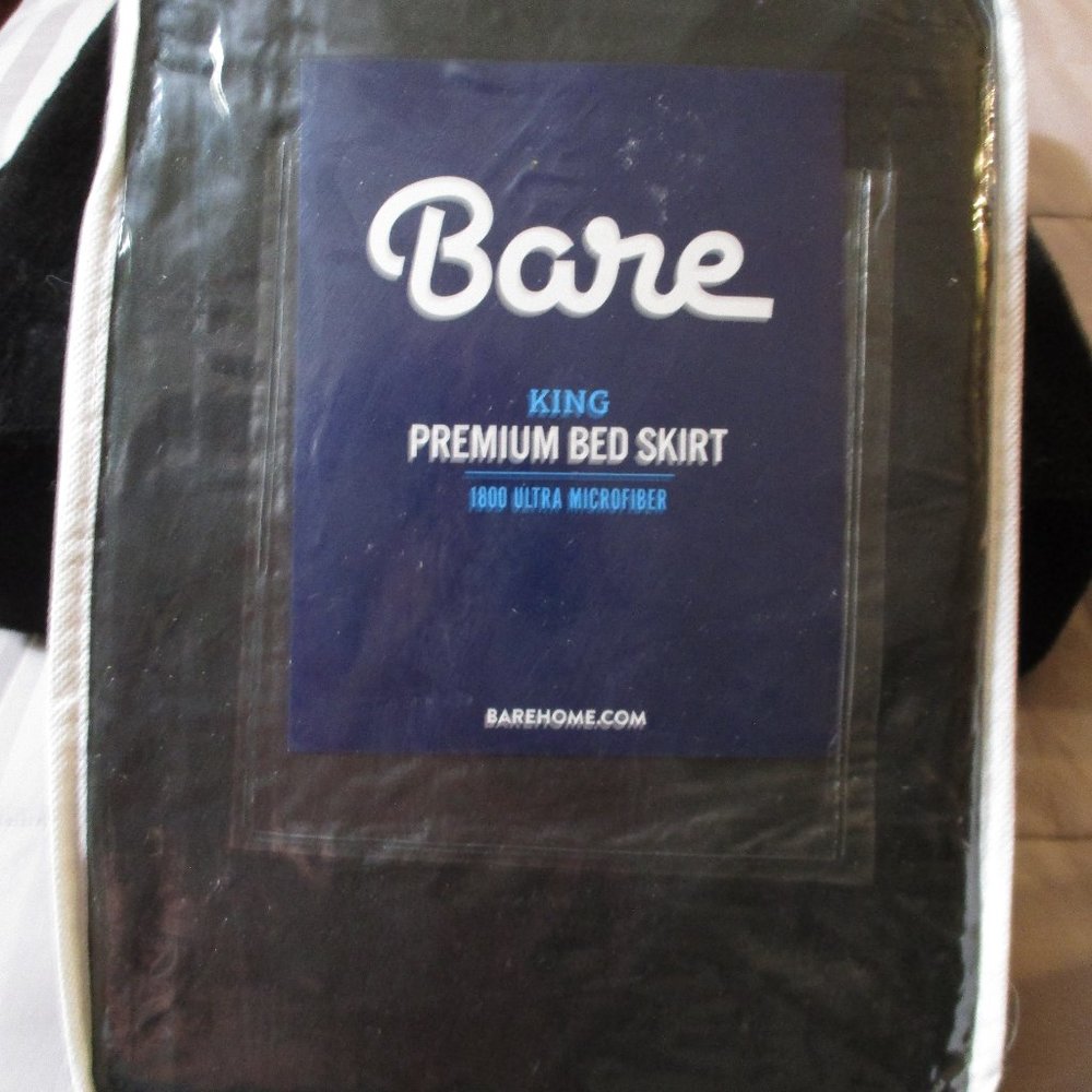 Bare King Size Premium Bed Skirt 1800 Ultra Microfiber Black NEW
